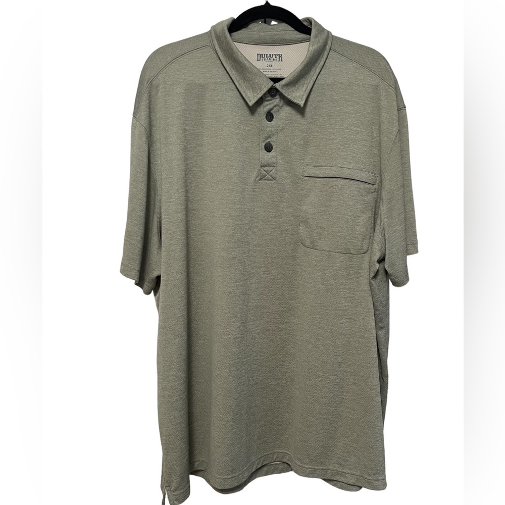 Duluth Trading Co Olive Polo with Chest Pocket